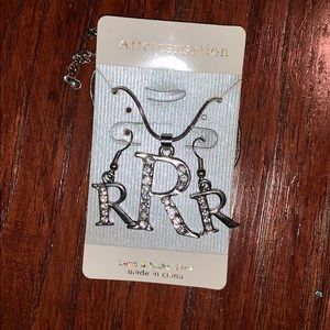 “R” necklace and matching earring set